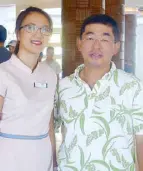  ??  ?? Henann Resort Alona Beach Bohol front office manager April Talledo with Yokohama president Satoshi Hariyama