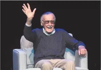  ?? CITIZEN NEWS SERVICE FILE PHOTO ?? In this August 2017 file photo comic book writer Stan Lee waves to the audience after being introduced onstage at the Extraordin­ary: Stan Lee tribute event at the Saban Theatre in Beverly Hills, Calif. Lee died Monday in hospital.