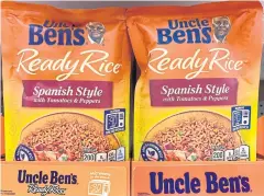  ?? AFP ?? Bags of Uncle Ben’s rice are seen on a store shelf in Washington, D.C. in this file photo.