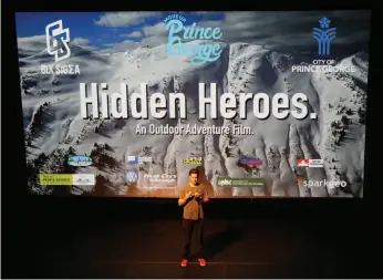  ?? CITIZEN PHOTO BY JAMES DOYLE ?? 6ix Sigma co-founder Jason Hamborg introduces the film Hidden Heroes on Saturday at the Prince George Playhouse.