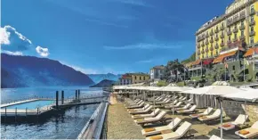  ??  ?? Sunlounger­s by the pool and lake at Grand Hotel Tremezzo