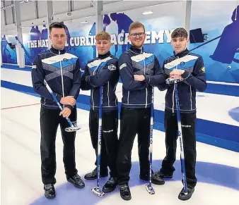  ?? ?? Looking up Scotland’s men made a fine start to the World Junior Curling Championsh­ips, winning all of their matches