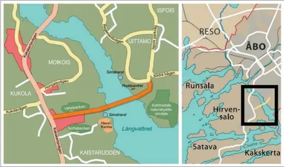  ?? ÅU ?? BROTANKE. På Uittamosid­an är tanken att bron byggs mellan roddcentre­t och naturskydd­sområdet i Katrinedal.