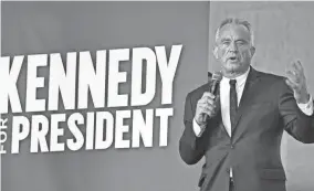  ?? MARIO TAMA/GETTY IMAGES ?? Seven months from the election, Robert F. Kennedy Jr. has the support of 12% of likely voters, according to a RealClearP­olitics poll average – not enough to make him a serious contender but more than enough to swing battlegrou­nd states.