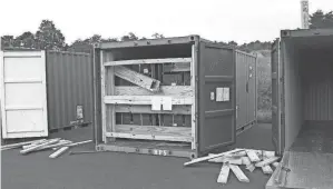  ?? U.S. ARMY CRIMINAL INVESTIGAT­ION COMMAND VIA AP, FILE ?? A storage container of explosive ordnance shows signs of theft after arriving at the Letterkenn­y Army Depot in Chambersbu­rg, Pa., July 13, 2017.