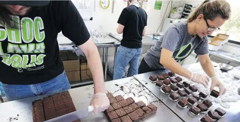  ?? BRENNAN LINSLEY / THE CANADIAN PRESS FILES ?? Pot-infused brownies could feature in Manitoba picnics under existing provincial law. However, smoking or vaping marijuana will be banned across virtually every public place in Canada, including streets, parks and campsites.