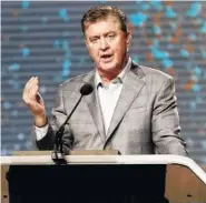  ?? AP FILE PHOTO BY MATT YORK ?? Southern Baptist Convention President Steve Gaines gives the president’s address during the 2017 SBC annual meeting in Phoenix.