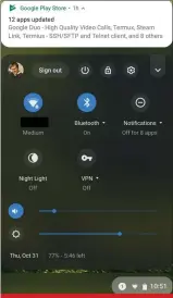  ??  ?? The system tray in Chrome OS 76