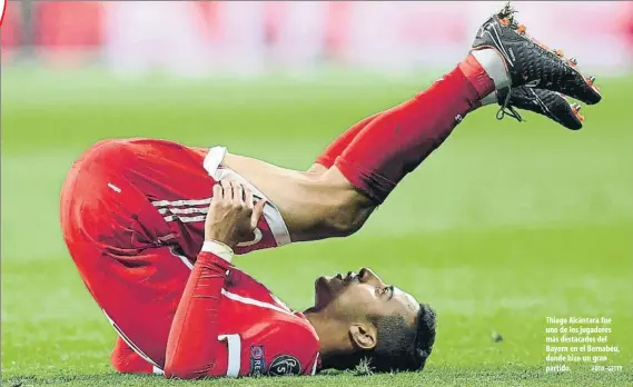  ?? FOTO: GETTY ?? Thiago Alcántara fue uno de los jugadores más destacados del Bayern en el Bernabéu, donde hizo un gran partido.