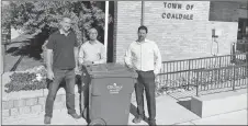  ??  ?? The Town of Coaldale and 2Point0 Ltd. are in the process of finalizing a deal that will bring recycling services to Coaldale’s industrial park. Photograph­ed from left to right: Chad Novak, VP of Sales; Dr. Sean Hantke, CEO; and Tyler Beaulieu, Technical Lead.