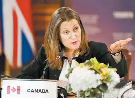  ?? FRED THORNHILL/REUTERS ?? Chrystia Freeland.