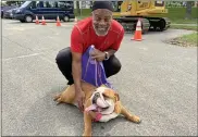  ??  ?? Told to sit to pose for a photo, Mekye Salaam’s bulldog Stella chose instead to lay down. “Ahh, she’s such a diva,” said the Stowe resident.