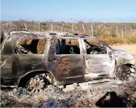  ??  ?? HALLAZGO.
Una camioneta con 19 cuerpos calcinados fue encontrada en Camargo.