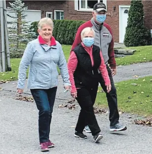  ?? KAREN MORTON COMMUNITY CARE ?? The Moan and Groan Team — Millie, Roger and Pat — walk for Kms for Care 2020. The Community Care fundraiser continues until the end of the month.