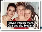  ?? ?? Halyna with her mom, Olga, and sis, Svetlana