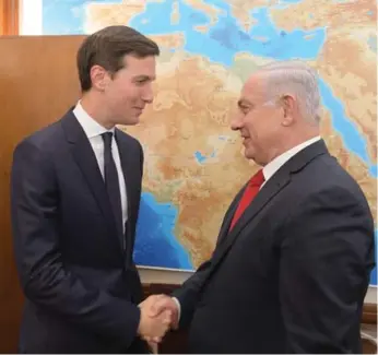  ?? AMOS BEN GERSHOM/GETTY IMAGES FILE PHOTO ?? Jared Kushner with Israeli Prime Minister Benjamin Netanyahu. Kushner is in Israel for two days of talks with Netanyahu and Palestinia­n Authority President Mahmoud Abbas in an effort to restart peace negotiatio­ns.