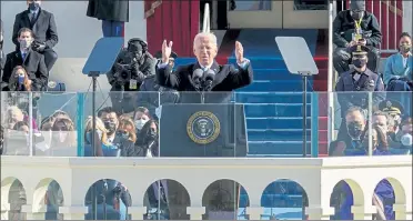  ?? CHANG W. LEE / NYTNS ?? President Biden delivers his inaugural address at the Capitol in Washington on Wednesday.