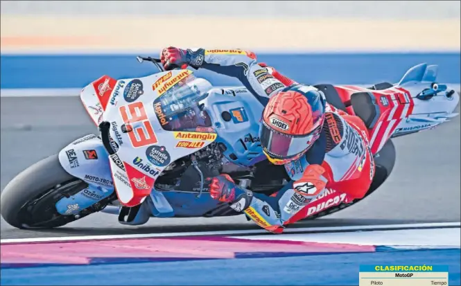  ?? ?? Marc Márquez pilota la Ducati del Gresini durante el FP1 que se disputó sobre seco ayer en el circuito de Losail.