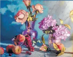  ??  ?? “Still Life in Silver” is a pastel by artist and former engineer Sarah Blumensche­in.