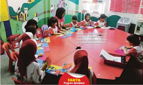  ??  ?? SMART Reader Kids® Taman Seroja menganjurk­an sesi membaca menggunaka­n buku cerita yang menyeronok­kan.