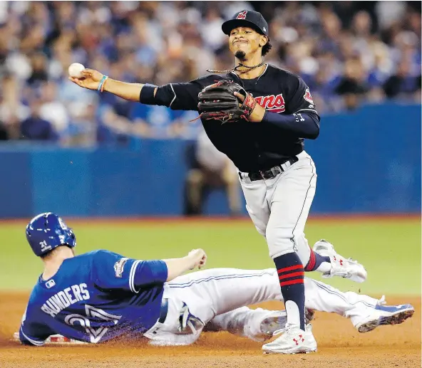  ?? — THE CANADIAN PRESS FILES ?? A leader in the clubhouse and on the field, Cleveland shortstop Francisco Lindor has blossomed in this post-season as a 22-year-old and will soon showcase his immense talents in the World Series.