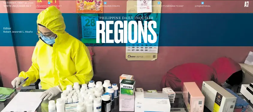  ?? —PHOTO FROM ANGELES CITY INFORMATIO­N OFFICE ?? Robert Jaworski L. Abaño
INVENTORY Food and Drug Administra­tion (FDA) personnel make a record of the seized COVID-19 testing kits and Chinese-labeled medicines found inside an undergroun­d drugstore and clinic at Barangay Anunas, Angeles City. The Chinese-run clinic was raided on Thursday by agents of the National Bureau of Investigat­ion, the local police and an FDA team.