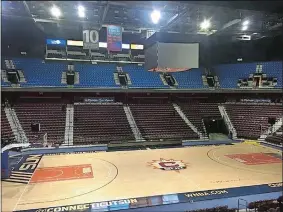  ?? NED GRIFFEN/THE DAY ?? Mohegan Sun Arena, which was scheduled to host 10 state tournament basketball games on March 21-22, will remain empty, as the Connecticu­t Interschol­astic Athletic Conference announced it was canceling all of its postseason events on Tuesday.