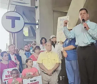  ?? PHOTO COURTESY OF WBZ-TV ?? ‘ASKING FOR IT TO END’: Mayor Martin J. Walsh urged Tufts Medical Center nurses and the hospital’s executives to get back to the bargaining table and strike a deal.