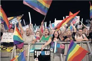  ?? REUTERS ?? Protesters take part in a march against a discrimina­tory surrogate bill in Rabin Square in Tel Aviv, Israel.