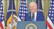  ?? ?? President Joe Biden speaks in the State Dining Room of the White House in Washington, on Wednesday.
