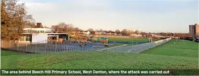  ?? ?? The area behind Beech Hill Primary School, West Denton, where the attack was carried out