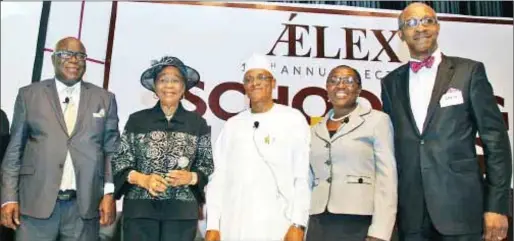  ?? Photo: Kolawole Alli ?? L-R: Guest Speaker, Professor Oyewusi Ibidapo-Obe, Chairman of the occasion, Chief Folake Solanke, SAN, Discussant, Dr. Adamu Jatau Noma; Discussant, Mrs. Adora Emily Ojo and Partner, Aelex Legal, Mr. Theophilus Emuwa, at Aelex 12th Annual Lecture...