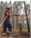  ?? FOTO: KAPPELER/DPA ?? Einsatzkrä­fte der Feuerwehr konnten den Waldbrand in Brandenbur­g stark eindämmen.