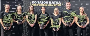  ?? PHOTO: GETTY IMAGES ?? The chosen ones . . . Athletes (from left) Sam Tanner, Olivia McTaggert, Eliza McCartney, Zoe Hobbs, Camille French, Connor Bell and Imogen Ayris during a New Zealand Paris 2024 athletics selection announceme­nt at AUT Millennium in Auckland yesterday.