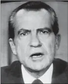  ?? Associated Press ?? PRESIDENT NIXON told the nation he would resign in August 1974, after a visit from a Republican delegation.