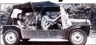  ??  ?? Celebrity runabout: Paul McCartney and family in a Moke on Montserrat in 1974