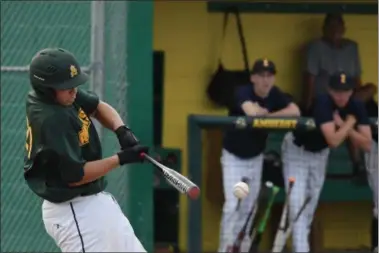  ?? ERIC BONZAR — THE MORNING JOURNAL ?? Amherst’s Eric Ritter ropes a single, July 28, 2017.