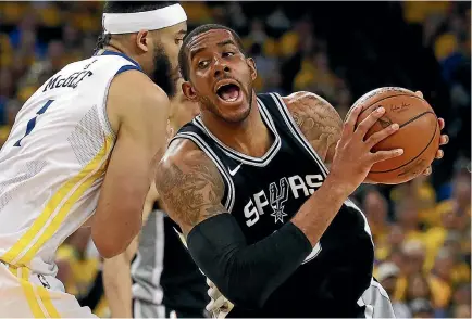  ?? AP ?? LaMarcus Aldridge and the San Antonio Spurs are playing the Golden State Warriors in the NBA playoffs but some fans won’t be watching.