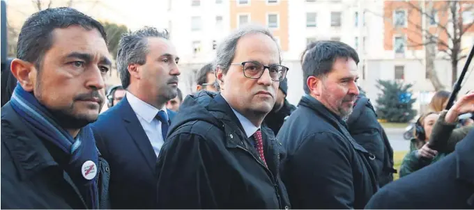 ?? ALLE FOTO: NTB SCANPIX ?? TILTALT: Den nåvaerende katalanske regionspre­sidenten Quim Torra ankommer spansk Høyesteret­t tirsdag.