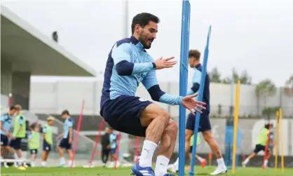  ?? Photograph: Victoria Haydn/Manchester City FC/Getty Images ?? Ilkay Gündogan trains with the Manchester City squad at the Cidade do Futebol near Lisbon.