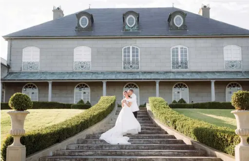  ?? ?? Gown: Raffaele Ciuca, Pronovias and Lainie Brookman | Shoes: Loeffler Randall and Golden Goose Hair: Andy Burton | Makeup: Emily McGrath | Cake: Bridie Bakes | Flowers: Flowers St Germain Bridesmaid­s’ dresses: Rosa and Mary | Suits: YSG Tailor | Rings: Cartier