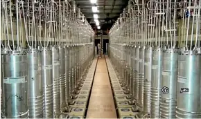  ?? AP ?? Centrifuge machines line a hall at the Natanz Uranium Enrichment Facility, 320km south of Tehran.