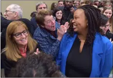  ?? PETE BANNAN - MEDIANEWS GROUP ?? Democrats Elaine Paul Schaefer, left, Christine Reuther and Monica Taylor won seats on Delaware County Council in Tuesday’s election. Taylor becomes the first African-American to do so. She also was the top vote-getter in the county.