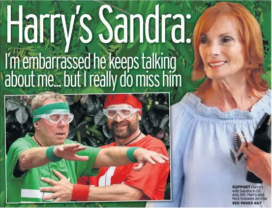  ??  ?? SUPPORT Harry’s wife Sandra in Oz and, left, Harry and Nick Knowles do trial