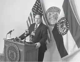  ?? Kacen Bayless/the Kansas City Star ?? Missouri Secretary of State Jay Ashcroft speaks with reporters on Jan. 23 in Jefferson City, Missouri.