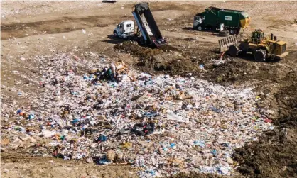  ?? ?? Most of the recyclable plastic ends up in landfills, according to a new report. Photograph: Tannen Maury/EPA