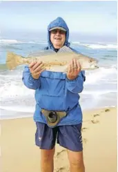  ??  ?? GOOD SIZE: Don Fryer with a kob he caught in the latest Rock and Surf round robin
