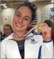  ?? COURTESY BLACKFORD FAMILY ?? Madison’s Gabby Blackford celebrates after winning the state championsh­ip in the vault on March 4 in Hilliard.