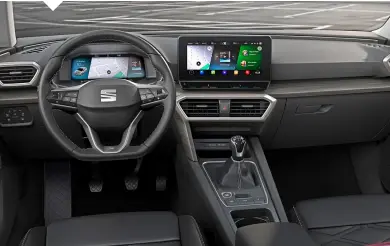  ??  ?? Knoppenfet­isjisten krijgen in de nieuwe Seat Leon geen warm onthaal. Vrijwel alle systemen worden via het touchscree­n bediend.