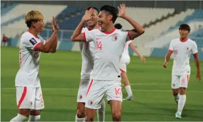  ?? ?? Poon Pui-hin (centre) scored twice in Hong Kong’s first win over China in 29 years. Photograph: Football Associatio­n of Hong Kong